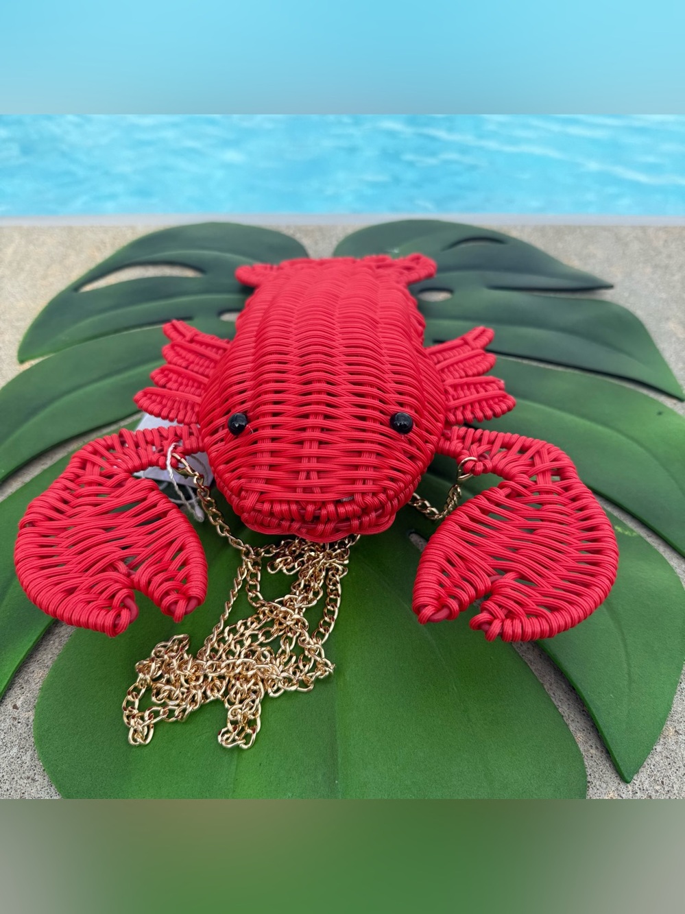 New  Tommy Bahama Red Lobster Woven Crossbody Bag - Picture 10 of 11